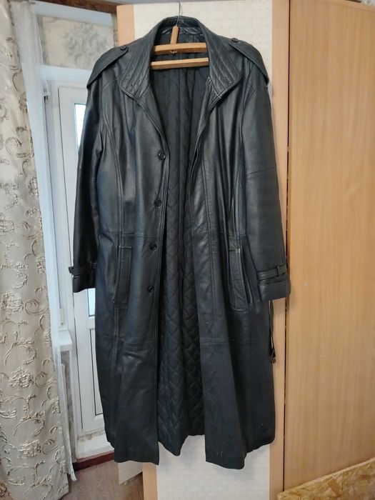 Кожаный плащ мужской