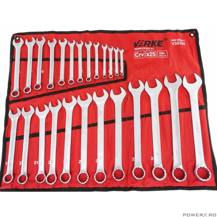 Set chei combinate, 6-32 mm, 25 piese, crom-vanadiu, Verke