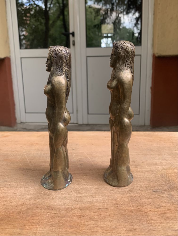 Pereche statuete nud bronz