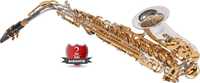 Saxofon Alto Karl Glaser ARGINTIU + AURIU curbat Saxophone Germania
