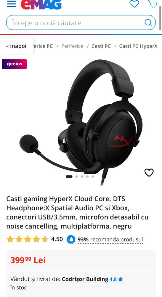 Casti gaming HyperX Cloud Core