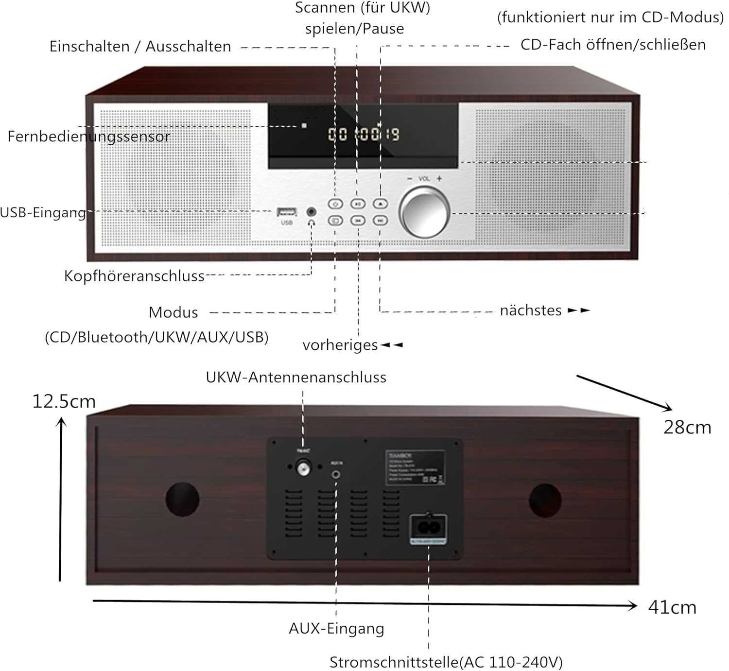 Винтидж стерео уредба HANLIM HL-816 CD, FM, Bluetooth/AUX/USB