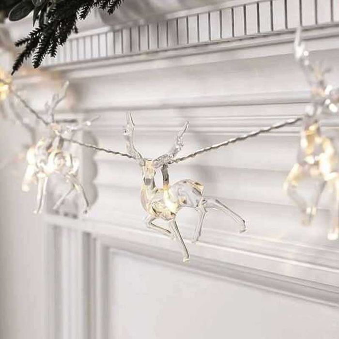 Коледни LED лампички RUHHY с еленчета – 10 броя, топла бяла светлина