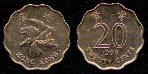Монета Гонконгский цент - 20 центов (Гонконг)