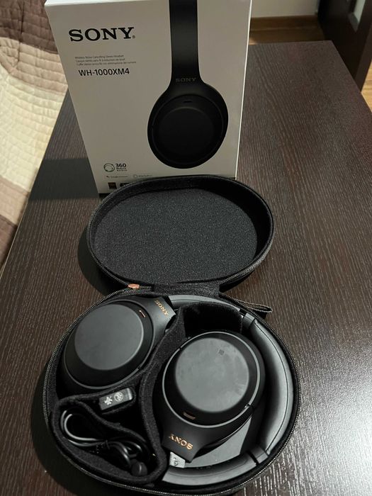 Casti Over the Ear Sony WH-1000XM4B, Wireless, BT, NC, Microfon, Negru
