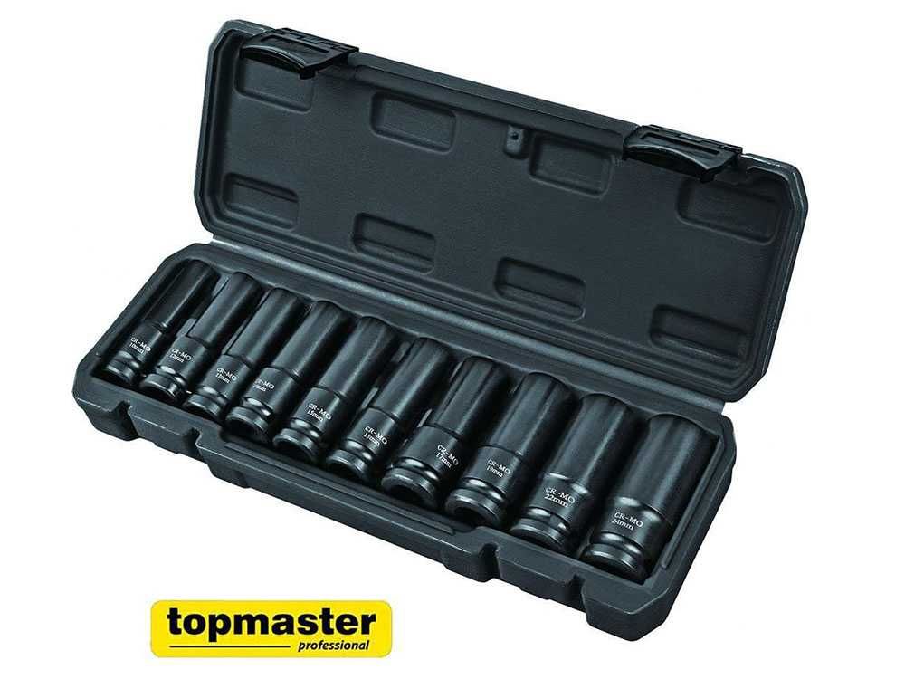 Вложки ударни, удължени, 1/2", к-т 10бр, 10-24мм, Topmaster 338803