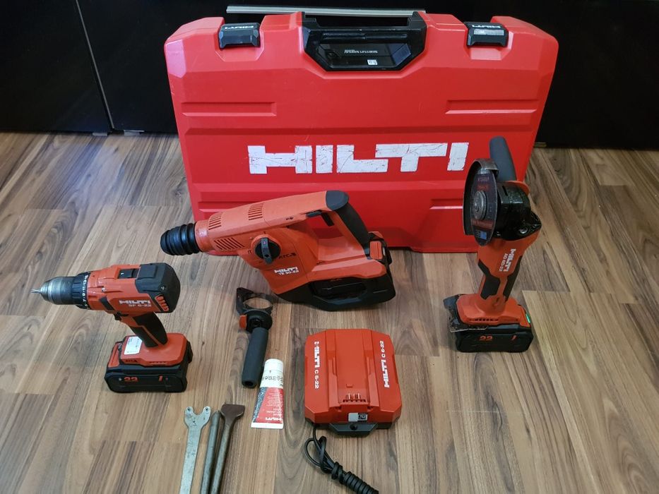 Hilti Nuron,set trei piese,rotopercutor,flex și filetantă.