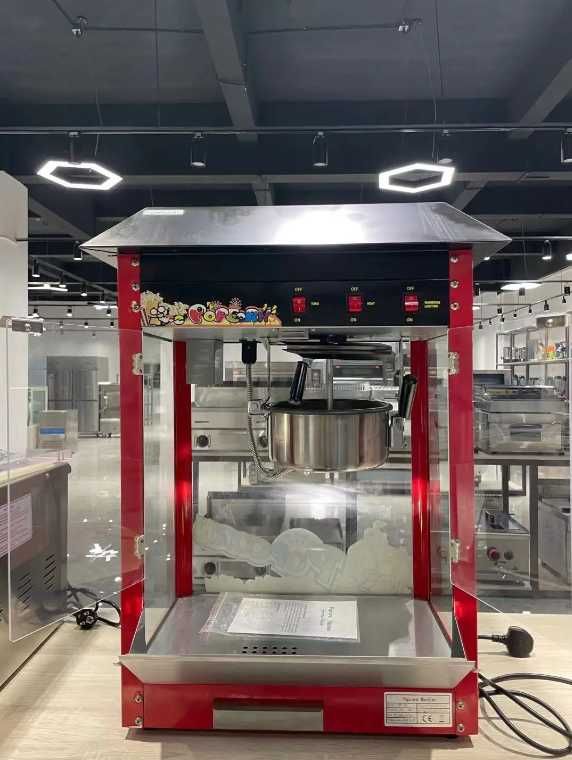 Aparat electric  pentru popcorn, 1.44 kW, roșu-argintiu, capac negru