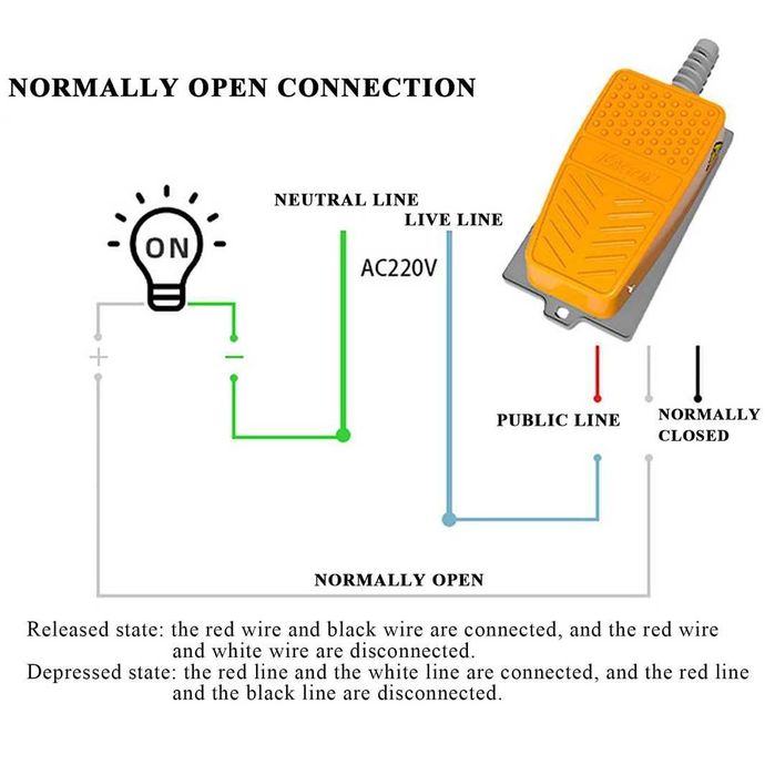 Comutator cu pedală de picior de 250V 15A