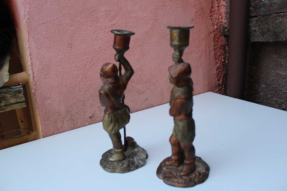 Set 2 sfestnice metal SOLDATI Halebardieri suport lumanare