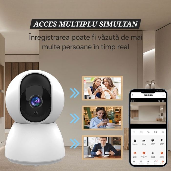 Cameră WiFi Tuya. Urmărire mișcare. Pan-Tilt-Zoom. Audio-Video. HD.
