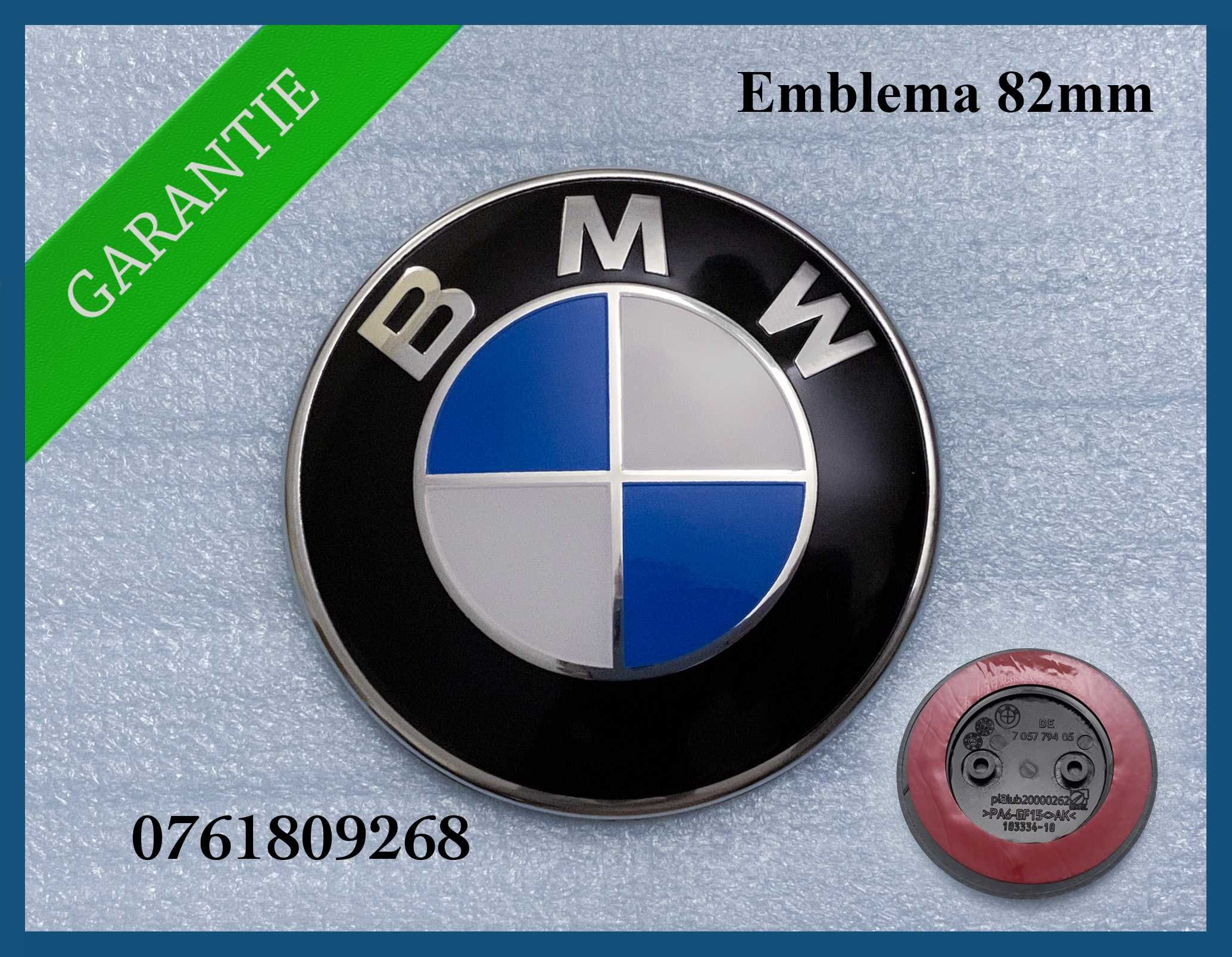 Emblema logo BMW pentru capota / portbagaj 82mm cu 2 orificii