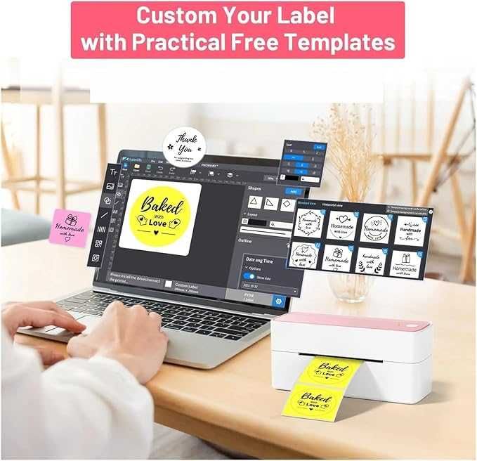 Термопринтер за етикети PM 241 BT,  съвместим с телефон и компютър