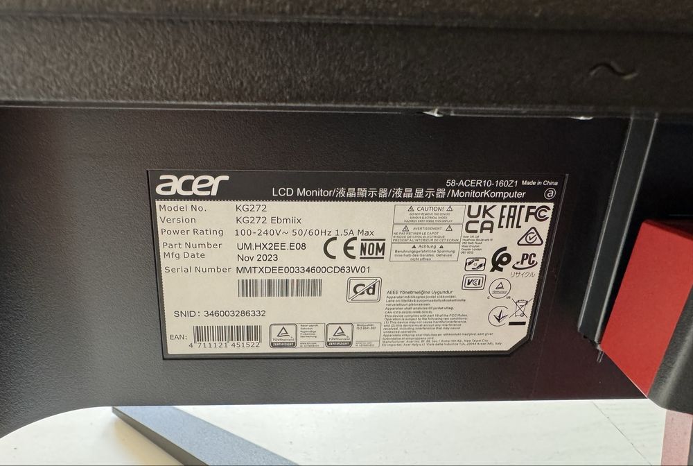 Монитори (2 броя): Acer Nitro QG271Ebii