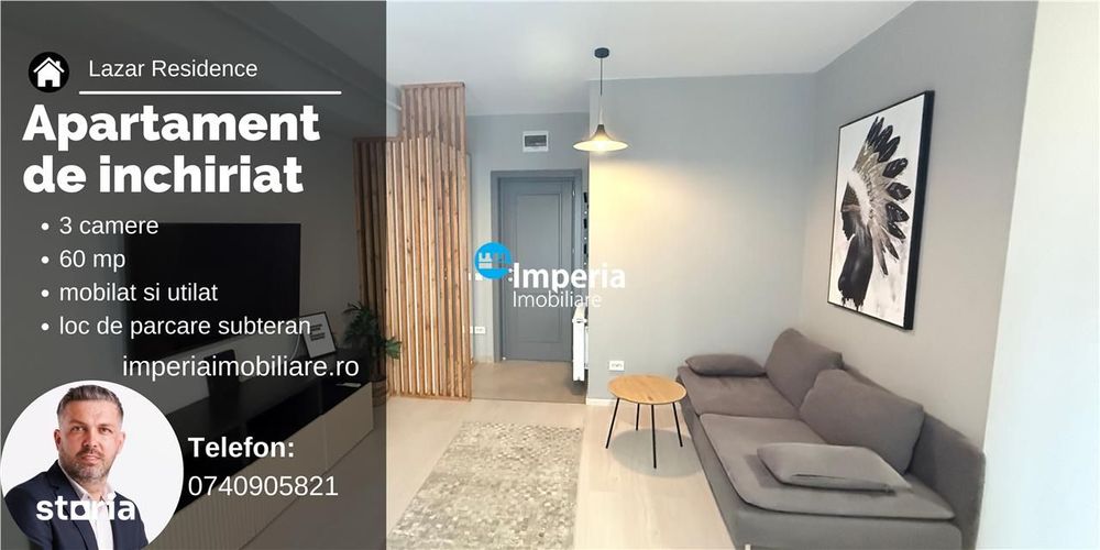 Apartament 3 camere de inchiriat Lazar Residence