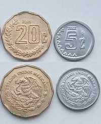 Монеты - Мексика 2шт., Багамы, Колумбия, Панама.