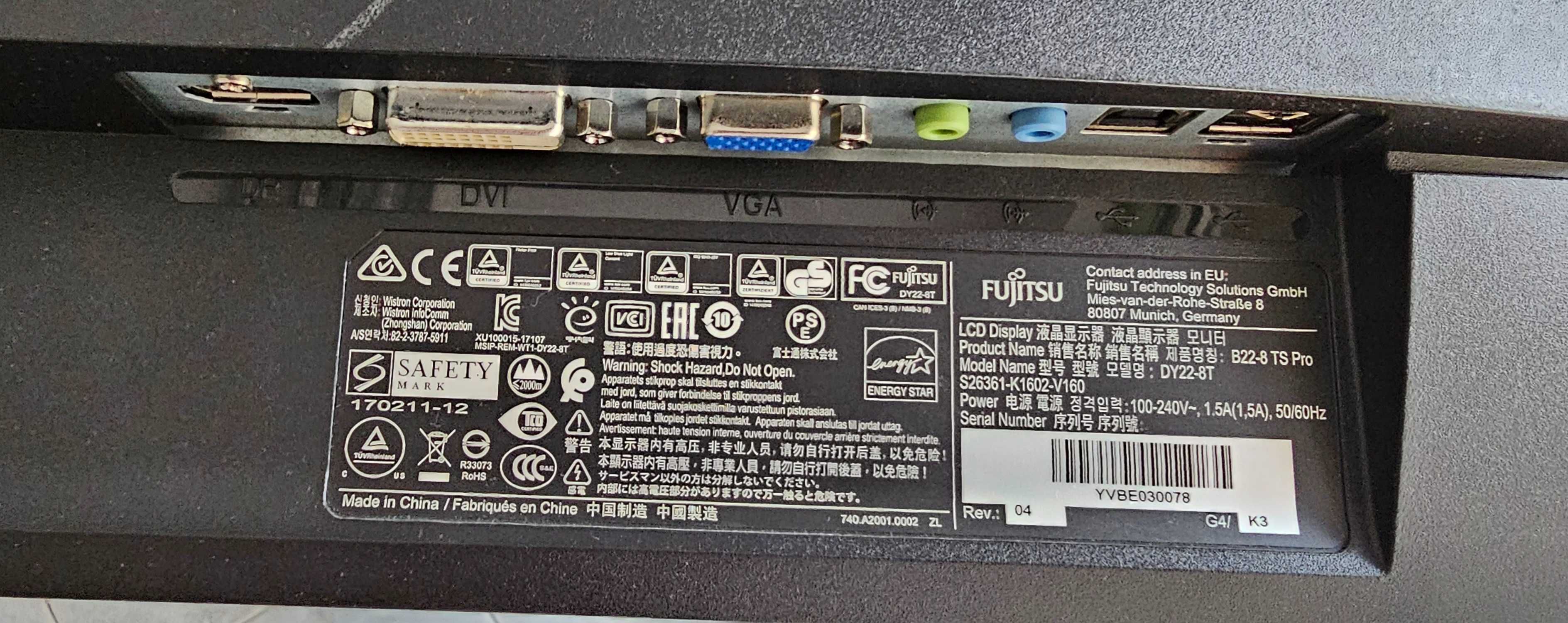 Монитор 21.5" IPS Full HD Fujitsu E22-8 TS Pro - S26361-K1602-V160
