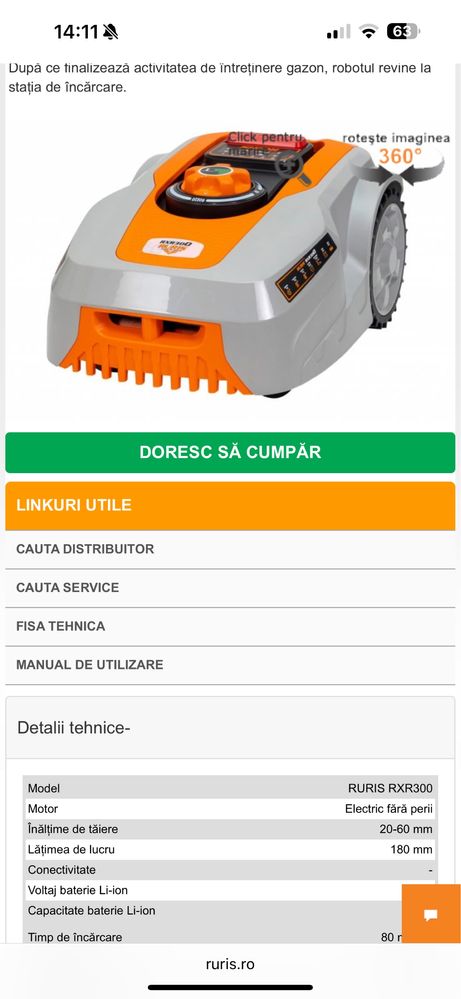 Robot de tuns gazon RURIS RXR300