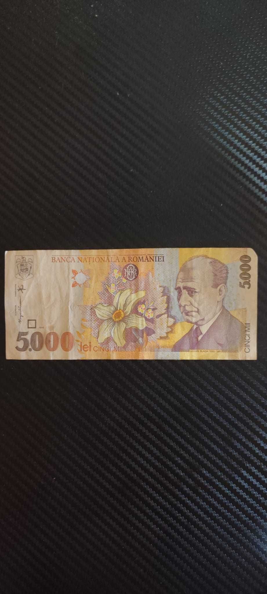 Vand bancnota 5000 de lei,1998 Lucian Blaga