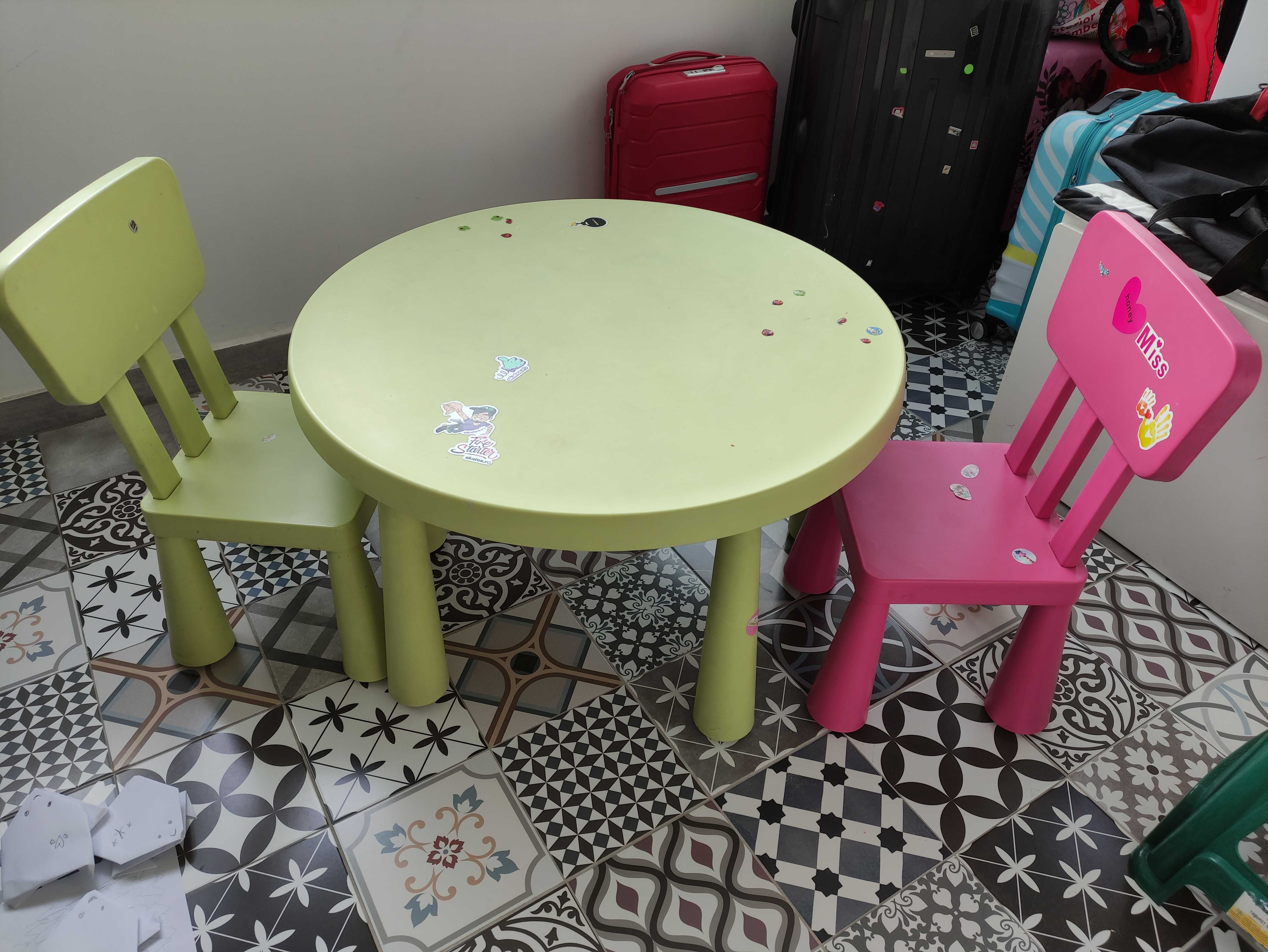 Masa pentru copii IKEA Mammut VERDE de exterior interior + 2 scaune