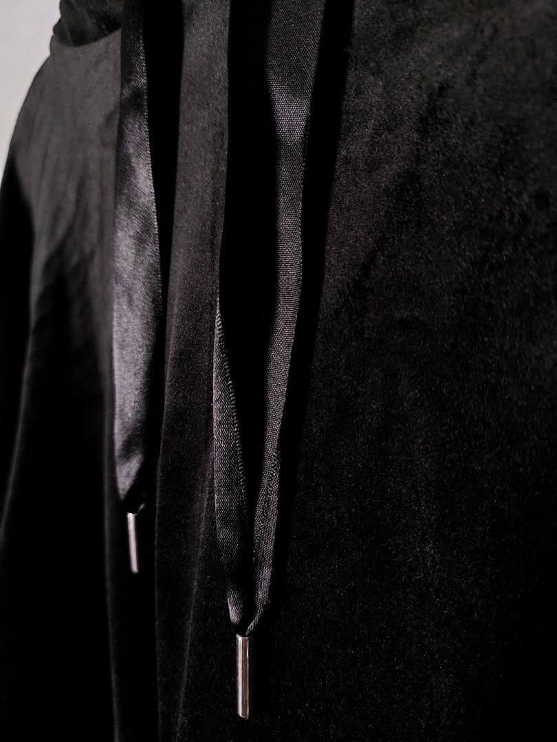 Hanorac bluză velur catifea neagră cu glugă și buzunar Pepco XXL