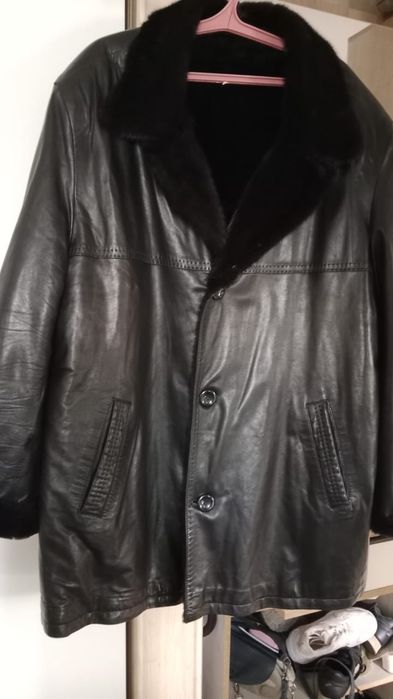 Дублёнка кожаная , натуральная. Ворот норка.