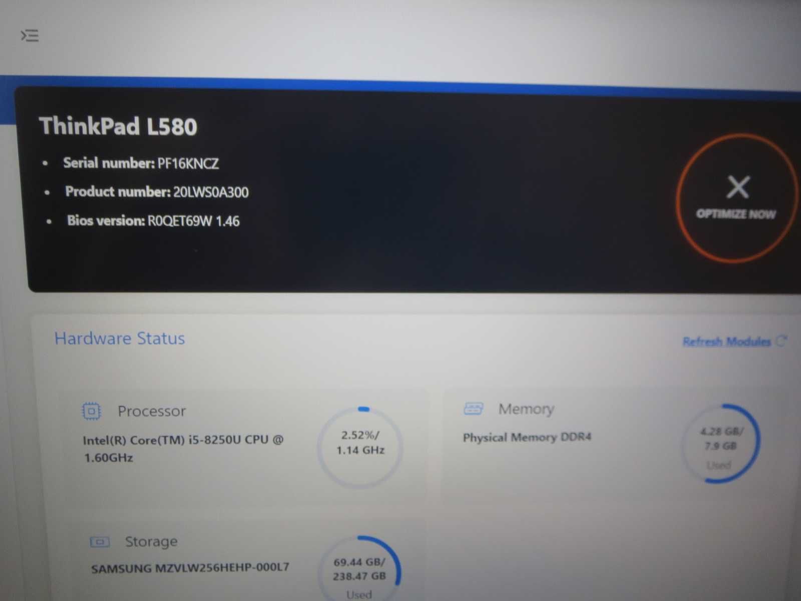 Lenovo L580 15,6" FHD IPS/ i5 8250U/ NVMe 256GB / 8GB