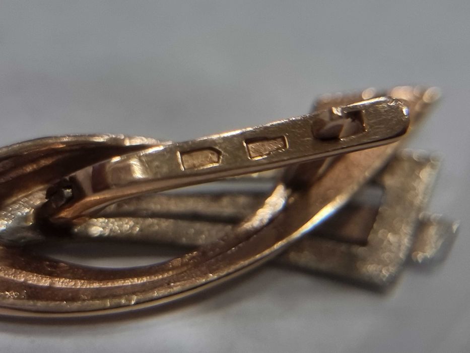 Дамски златни обеци - двуцвено злато