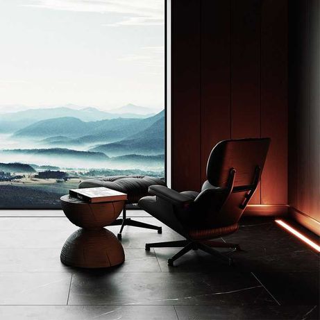 Fotoliu si taburet Eames Lounge Chair , studio, cabinet, living, birou
