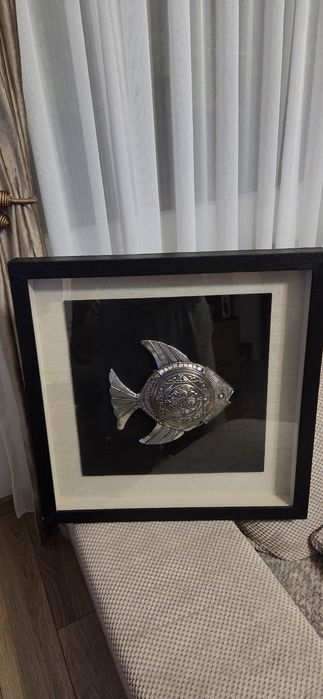 Tablou peste Mauritious placat cu argint,ot cunoscători,nou,nepusa pe