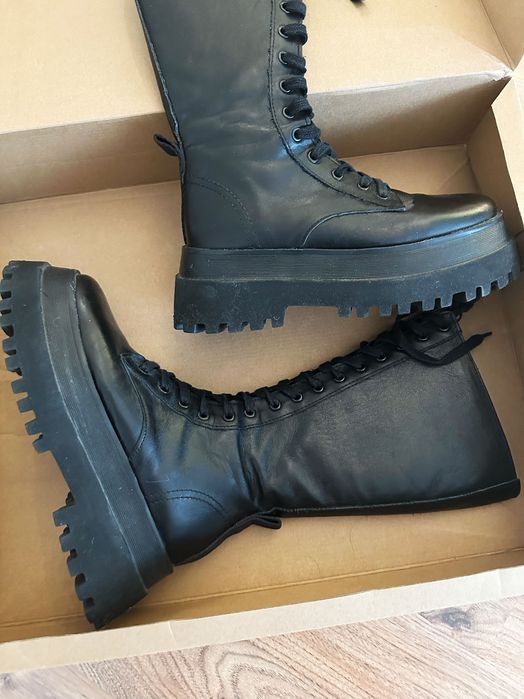 Cizme din piele cu șiret Zara (și fermoar) platforma, mărime 36, nou