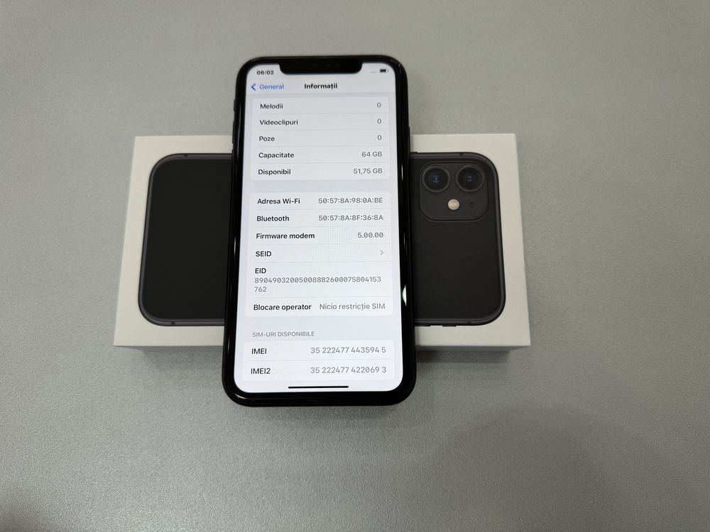 Iphone 11, 64 gb, Black, la cutie