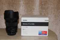 Объектив Sigma 50mm 1.4DG Art для Nikon. Почти новый. В коробке