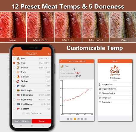 Безжичен термометър за месо BFOUR BF-5, цифров Bluetooth
