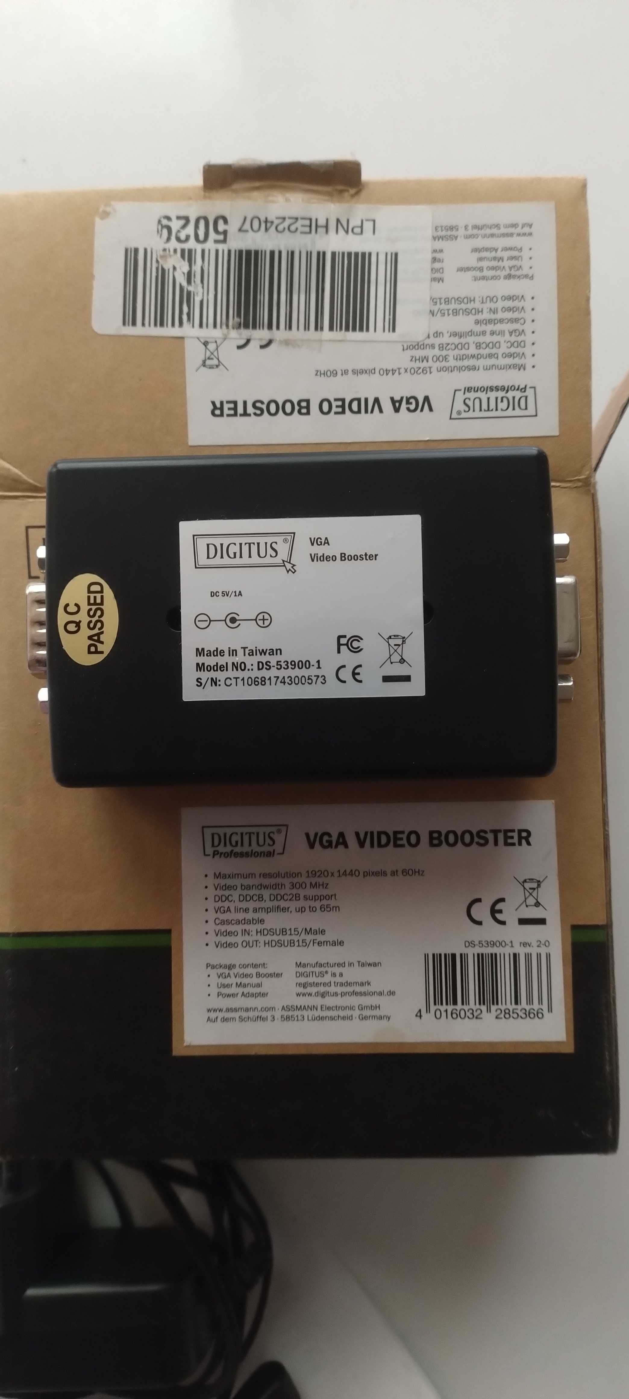 DIGITUS VGA видео усилвател/удължител до 65м, 300MHz, макс 1920x1440