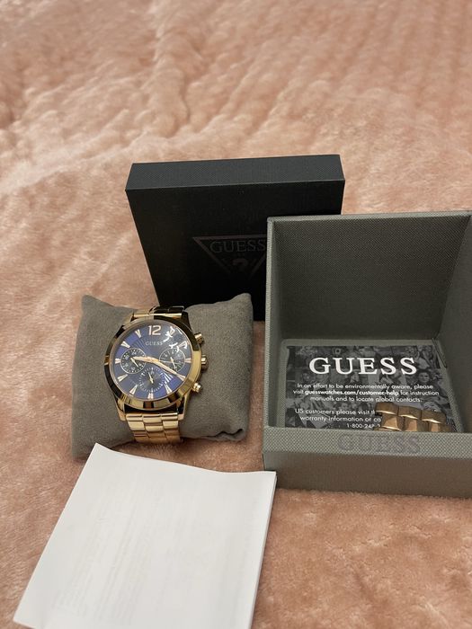 Ceas GUESS auriu,unisex,cadran albastru