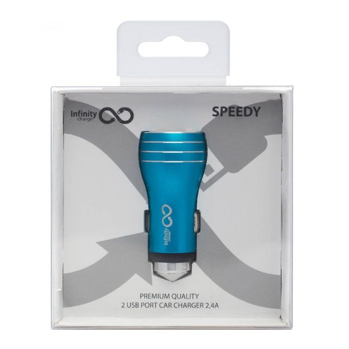 Speedy Black - Incarcator auto cu 2Porturi USB, 2.4A, Ciocan siguranta