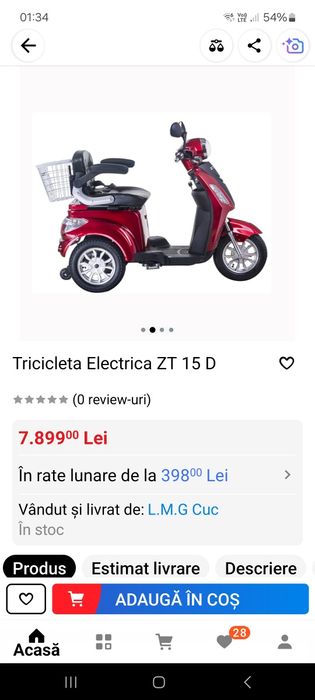 Scuter electric în stare foarte bună. Nu necesita permis .