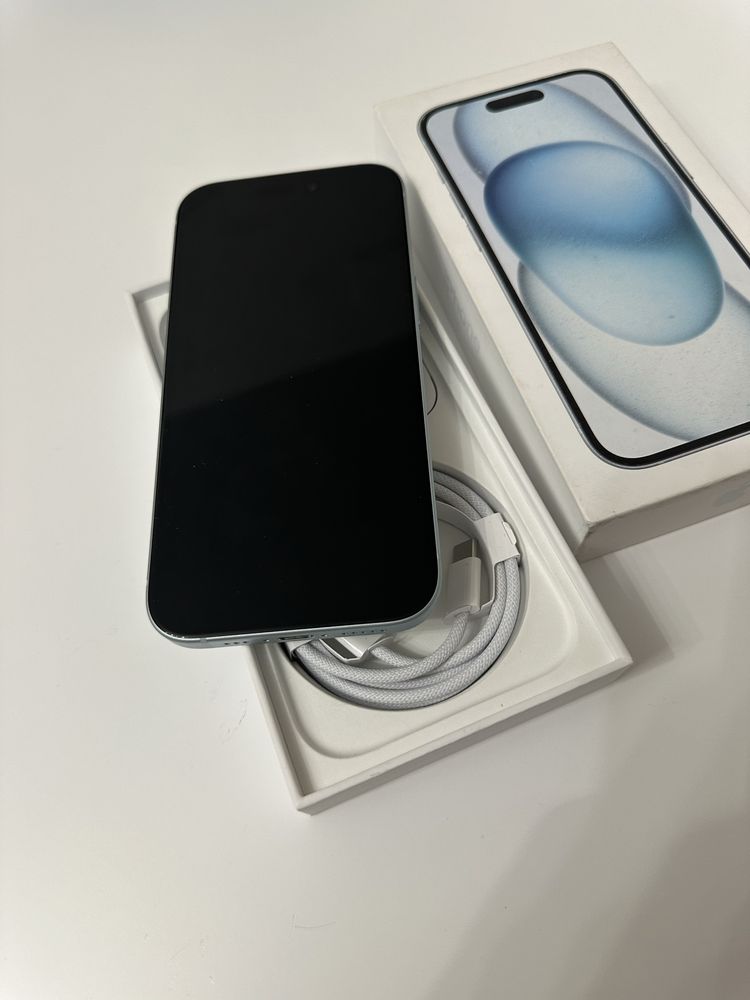 Iphone 15 blue 128 gb nou, 5 cicluri