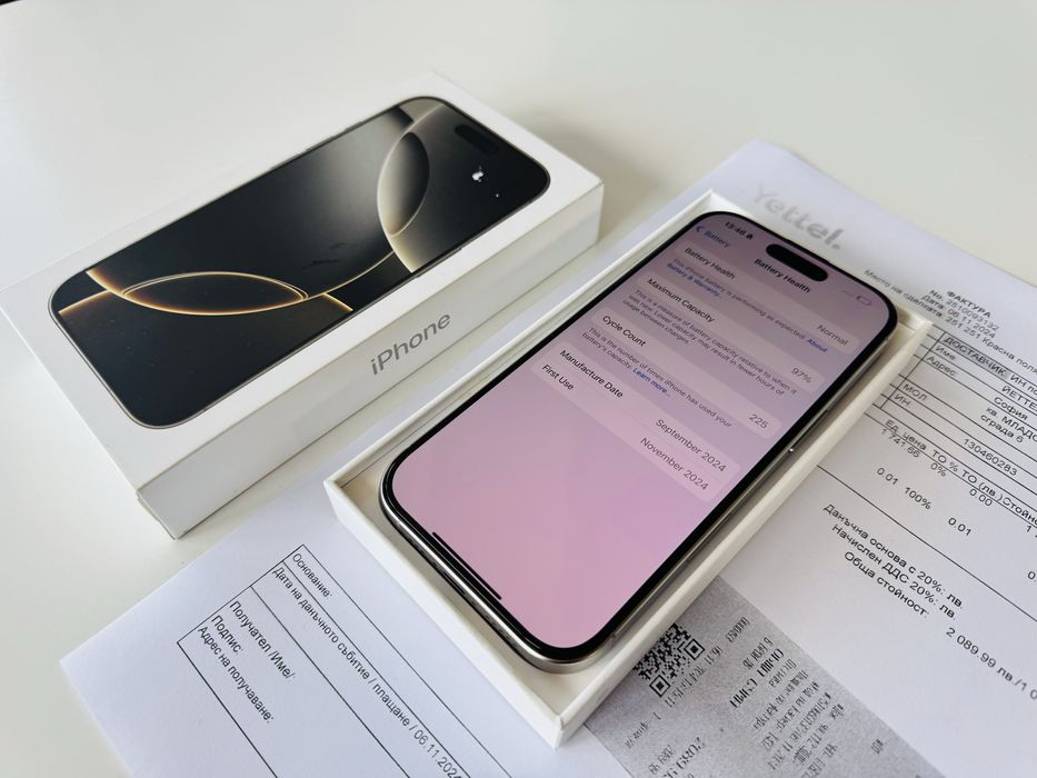 Iphone 16 Pro 128GB Natural Titanium 97% Battery 2г. Гаранция