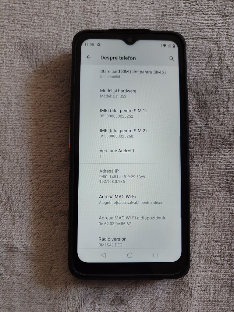 Cat s53 5g, 6gb ram, 128gb, 48mpx, telefon rezistent
