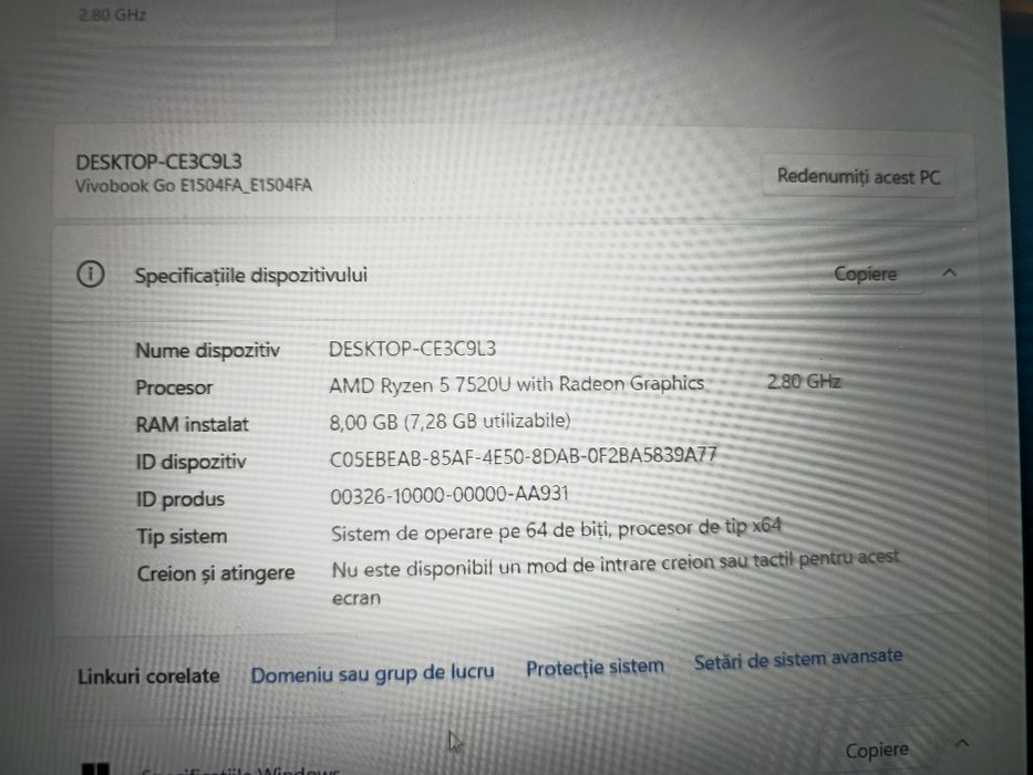 Laptop ASUS VivoBook Go E1504FA – Ryzen 5 / 8GB RAM