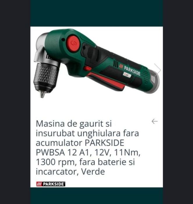 Mașină unghiulara parkside filetanta 12v pe acumulator
