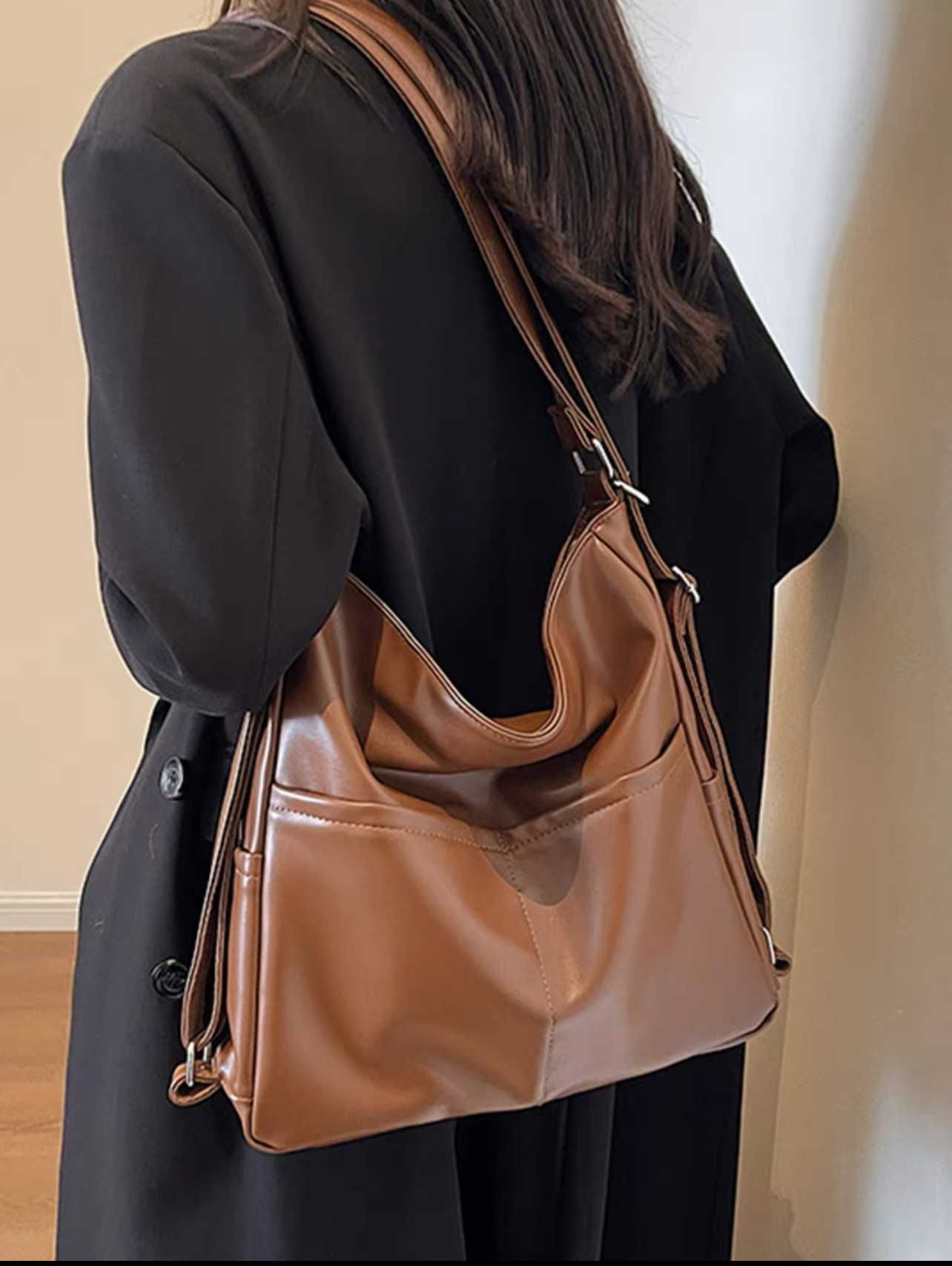 Абсолютно новая кожаная сумка, можно носить на спине или через плечо,