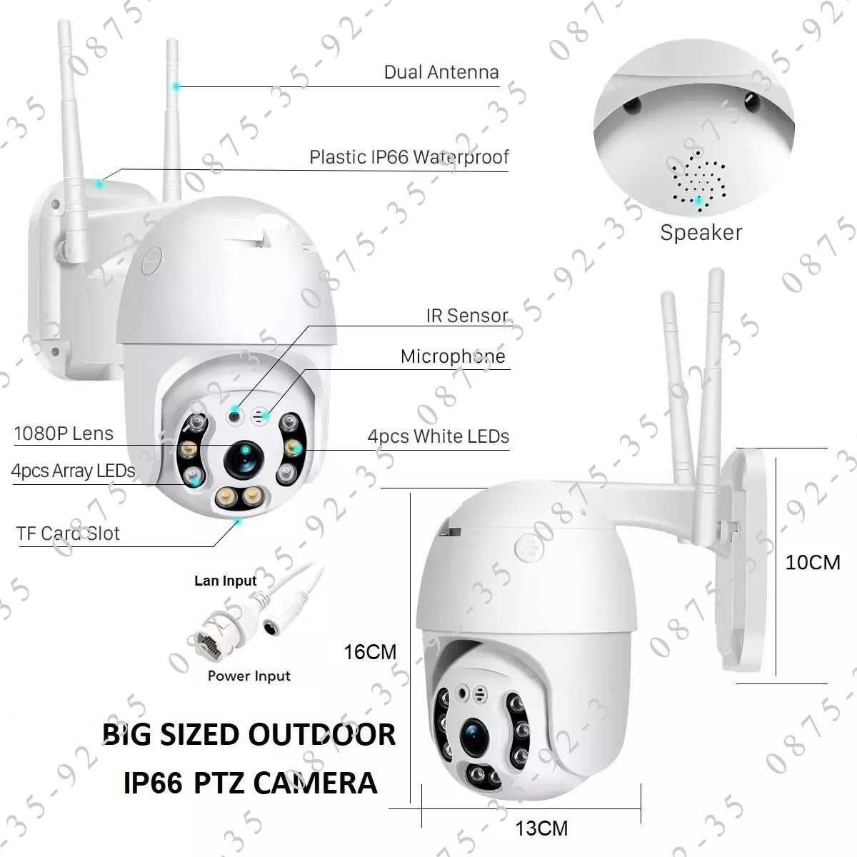 YCC365 Plus Куполна PTZ CAMERA WiFi. ВЪНШНА водоустойчива камера Wi-Fi