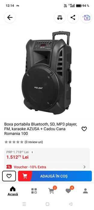 Boxa Azusa cu 2 microfoane și telecomanda