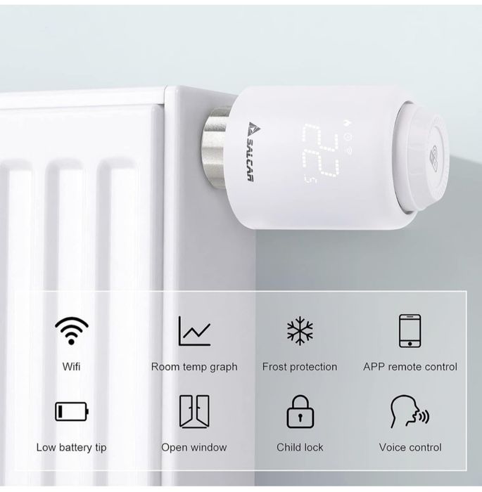 Cap termostatic inteligent pentru calorifer SALCAR TRV603, Wifi