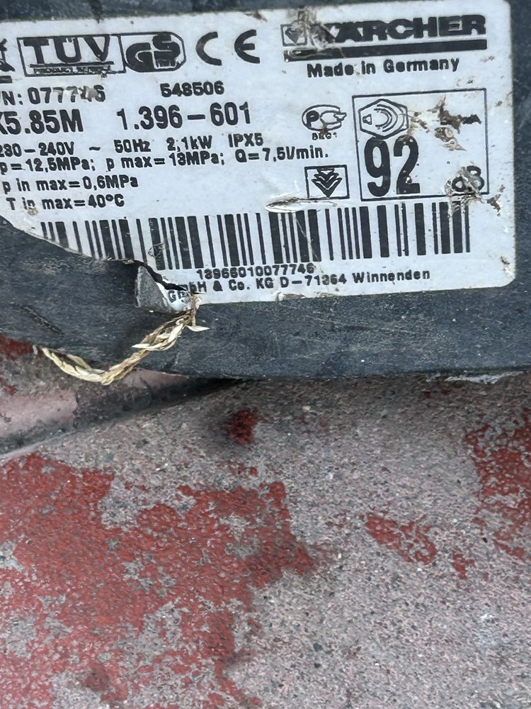 Aparat spalat presiune karcher 580 si 585 defect