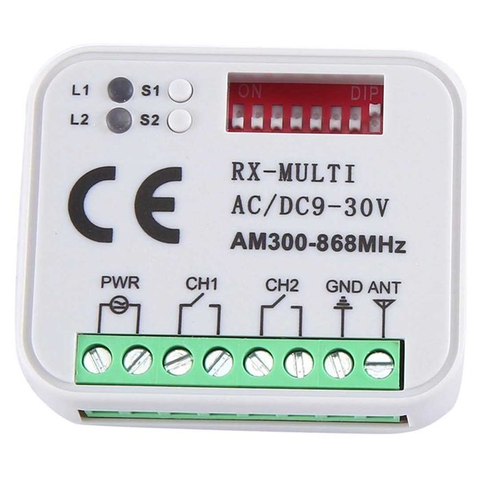 Receptor RX multi-frecvență 300-868 MHz 2 canale 12V 24V releu