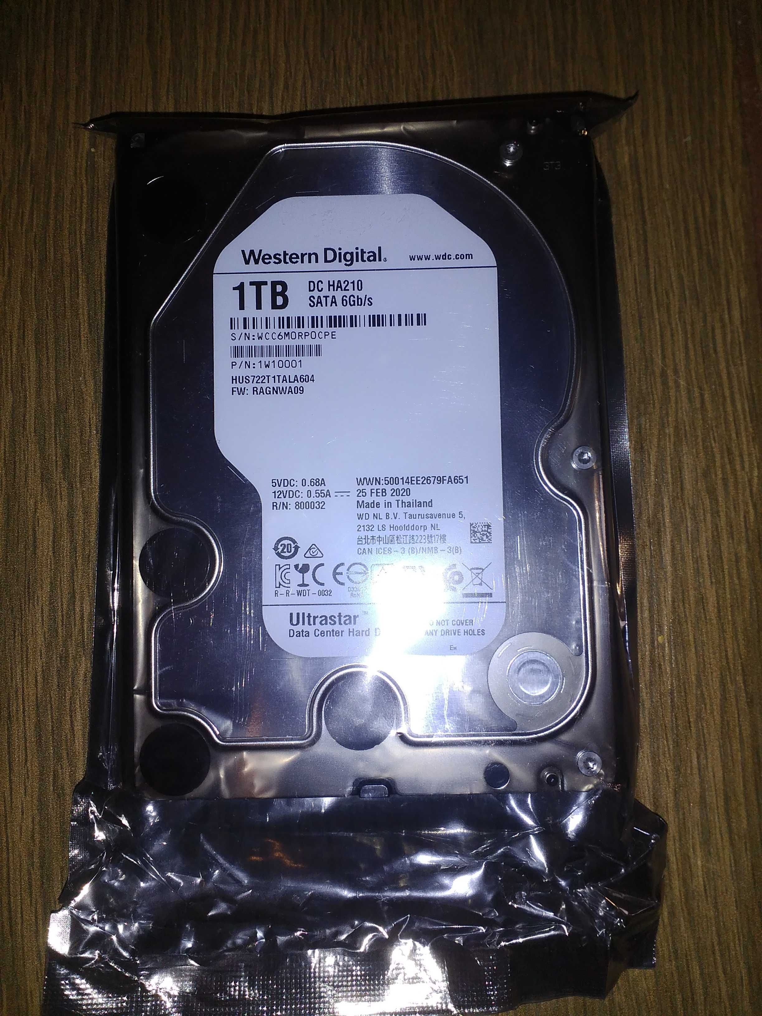 Новый жесткий диск повышенной надежности HDD WD ULTRASTAR DC HA210 1TB